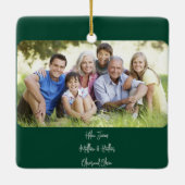 Deep Green & Silver Kerstbomen Foto Keramisch Ornament (Achterkant)