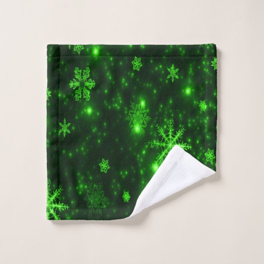 Deep Green Snowflakes Towel Set Bad Handdoek (Wasdoekje)