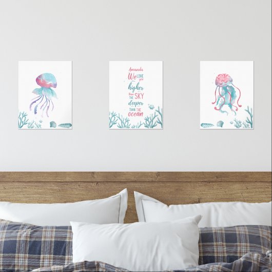 Deep Green Turquoise Love  Muurkunst Sets (Slaapkamer)