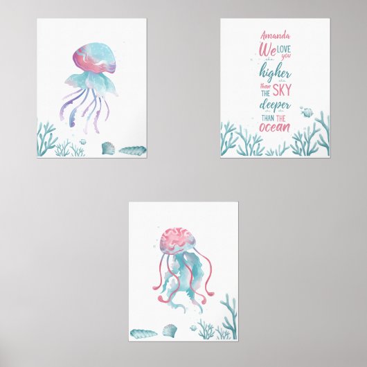 Deep Green Turquoise Love  Muurkunst Sets (Voorkant)