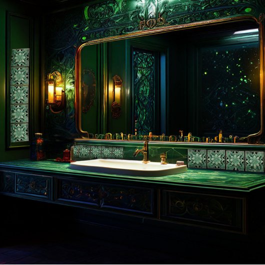 Deep Green Wall Decor Art Nouveau Keramische Tegel Tegeltje