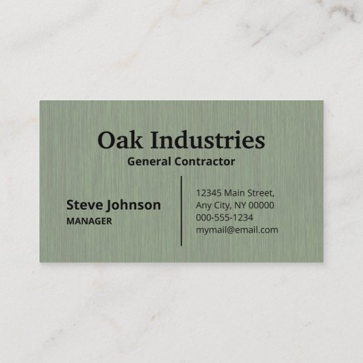 Deep Green Woodgrain look Professional Visitekaartje (Achterkant)