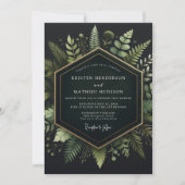 Deep Green Woodland Bloom Wedding Kaart (Voorkant)