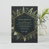 Deep Green Woodland Bloom Wedding Kaart (Staand voorkant)