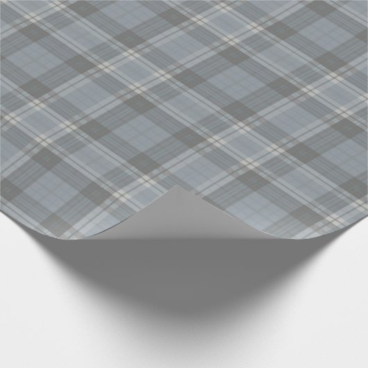 Deep Grey-Blue en Soft Grey Plaid Cadeaupapier (Hoek)