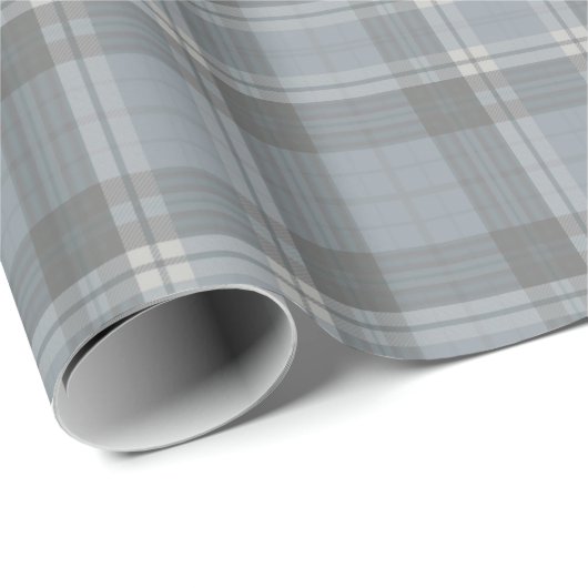 Deep Grey-Blue en Soft Grey Plaid Cadeaupapier (Rol Hoek)
