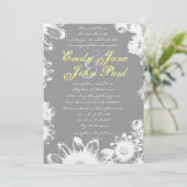 Deep Grey Yellow Lila Flower Weddenschap Kaart (Staand voorkant)