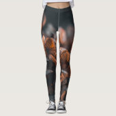 Deep Hazy Oranje Hydrangea Leggings (Voorkant)
