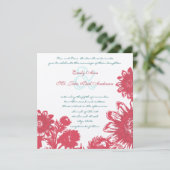 Deep Honeysuckle  Flower Wedding Invite Kaart (Staand voorkant)