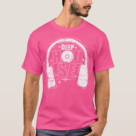 Deep House Dance Music Headphones T-shirt (Voorkant)