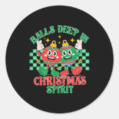Deep In Christmas Bauble Festive Checkered Xmas  Ronde Sticker (Voorkant)