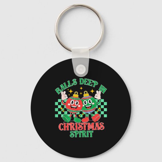 Deep In Christmas Bauble Festive Checkered Xmas Sleutelhanger (Voorkant)