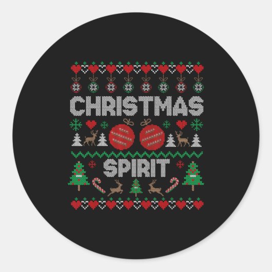 Deep In Christmas Srit Couples Matching Ugly Sweat Ronde Sticker (Voorkant)