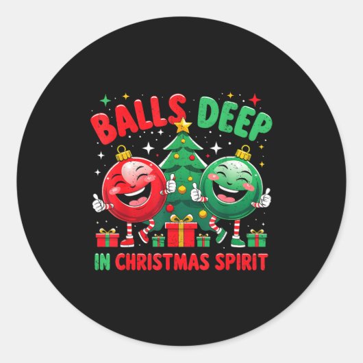 Deep In Christmas Srit Funny Ornament  Ronde Sticker (Voorkant)