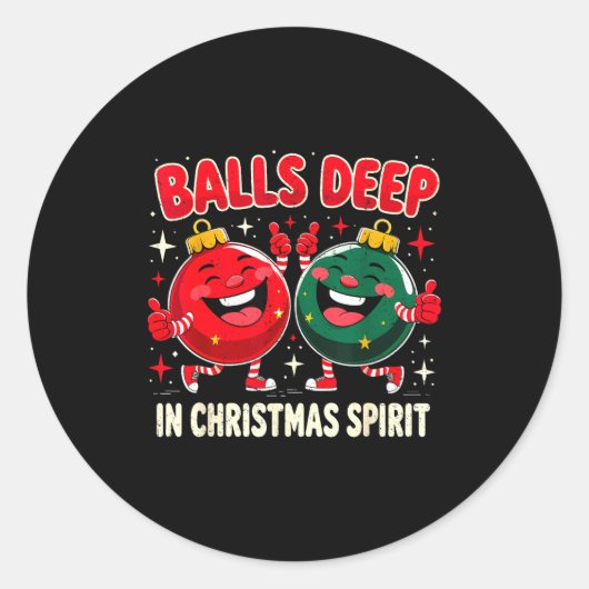 Deep In Christmas Srit Funny Ornament  Ronde Sticker (Voorkant)
