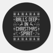 Deep In The Christmas Srit Couples Matching Ugly Ronde Sticker (Voorkant)