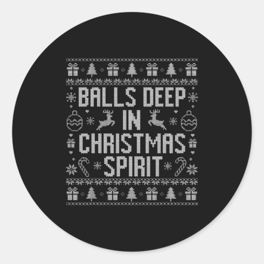 Deep In The Christmas Srit Couples Matching Ugly Ronde Sticker (Voorkant)