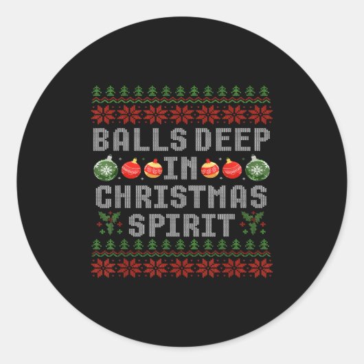 Deep In The Christmas Srit Couples Ugly Matching Ronde Sticker (Voorkant)
