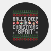 Deep In The Christmas Srit Matching Couples Ugly Ronde Sticker (Voorkant)