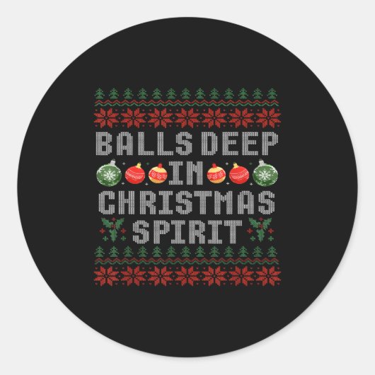 Deep In The Christmas Srit Matching Couples Ugly Ronde Sticker (Voorkant)