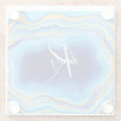 Deep Indigo Agate Marble Abstracte Name Monogram C Glazen Onderzetter (Achterkant)