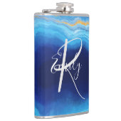 Deep Indigo Agate Marble Abstracte Name Monogram C Heupfles (Rechts)