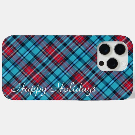 Deep Indigo, Aqua, Red & Shades of Blue Plaid Case-Mate iPhone Case (Achterkant (horizontaal))