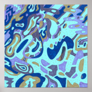 "Deep is de Oceaan" 12x12 Origineel Abstract Poster