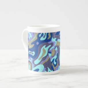 "Deep is de Oceaan" Origineel Abstract Porselein Kop