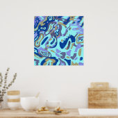 "Deep is de Oceaan" Origineel Abstract Poster (Keuken)