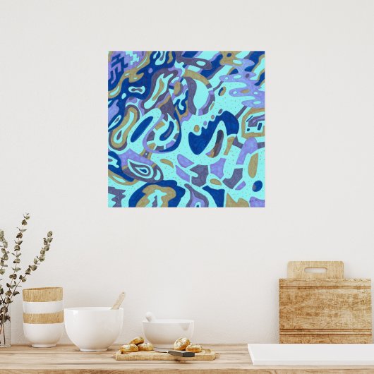 "Deep is de Oceaan" Origineel Abstract Poster (Keuken)