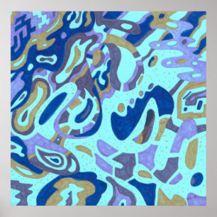 "Deep is de Oceaan" Origineel Abstract Poster