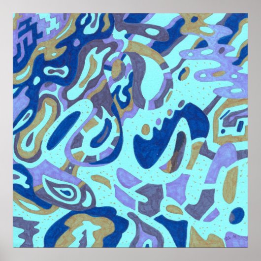 "Deep is de Oceaan" Origineel Abstract Poster (Voorkant)