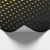 Deep Lemon Polka Dot Modern Black Cadeaupapier (Hoek)