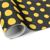 Deep Lemon Polka Dot Modern Black Cadeaupapier (Rol Hoek)