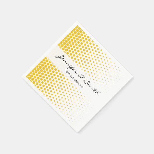 Deep Lemon Polka Dots Modern White Servet (Hoek)