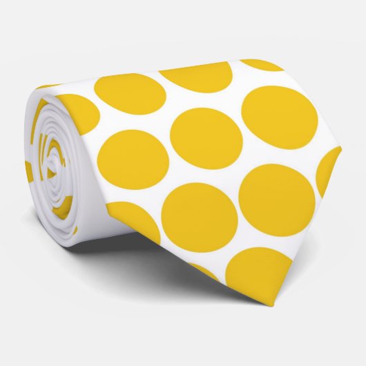 Deep Lemon Polka Dots Modern White Stropdas (Opgerold)