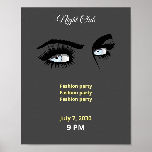 Deep Light Blue Solid Colors Tekening Vrouw Glance Poster (Voorkant)