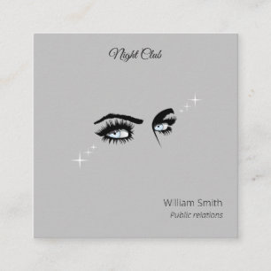 Deep Light Blue Solid Colors Tekening Vrouw Glance Vierkante Visitekaartje