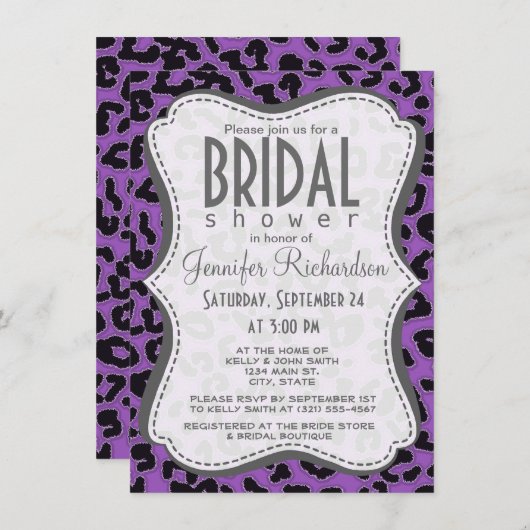 Deep Lila Leopard Animal Print Kaart (Voorkant / Achterkant)