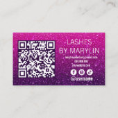 Deep Magenta en Violet Ombre Glitter Lash Tech Klantenkaartje (Achterkant)