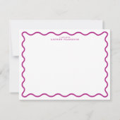 Deep Magenta Modern Wavy Border Note Card Kaart (Voorkant)
