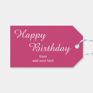 Deep Magenta - Roze Verjaardagscadeau Labels Cadeaulabel