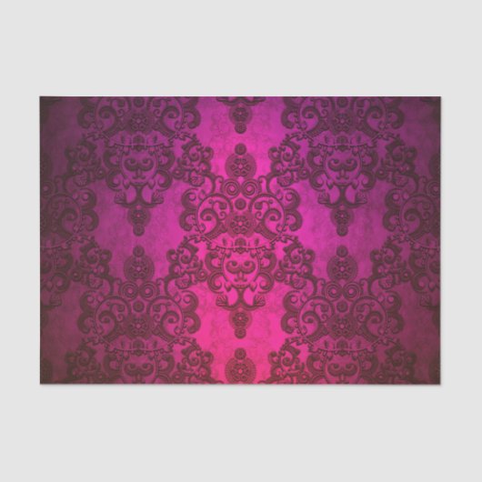 Deep Majenta Damask Tissuepapier (Voorkant)