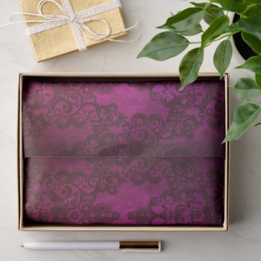 Deep Majenta Damask Tissuepapier (Geschenk)