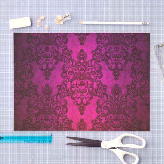 Deep Majenta Damask Tissuepapier (Craft)