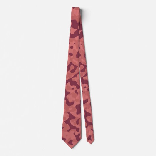 Deep Maroon Camo in zacht rood en stoffig Roos Stropdas (Voorkant)