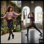 Deep Mauve Black Diagonal Tufted Stripe Leggings