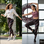 Deep Mauve Black Diagonal Tufted Stripe Leggings