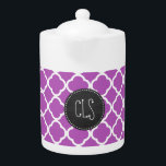 Deep Mauve Quatrefoil; Retro krijtbordlook Theepot<br><div class="desc">U zult genieten van dit schattige,  elegante,   krijtbord ontwerp met Deep Mauve Quatrefoil patroonontwerp! We nodigen u uit in onze winkel,  Baby shower Boutique,  om dit coole retro-schoolbordontwerp te uitzichten op veel meer geweldige aanpasbare producten,  waaronder retro babyshoweruitnodigingen en baby boy & girl-geschenken! Met vriendelijke groet!</div>